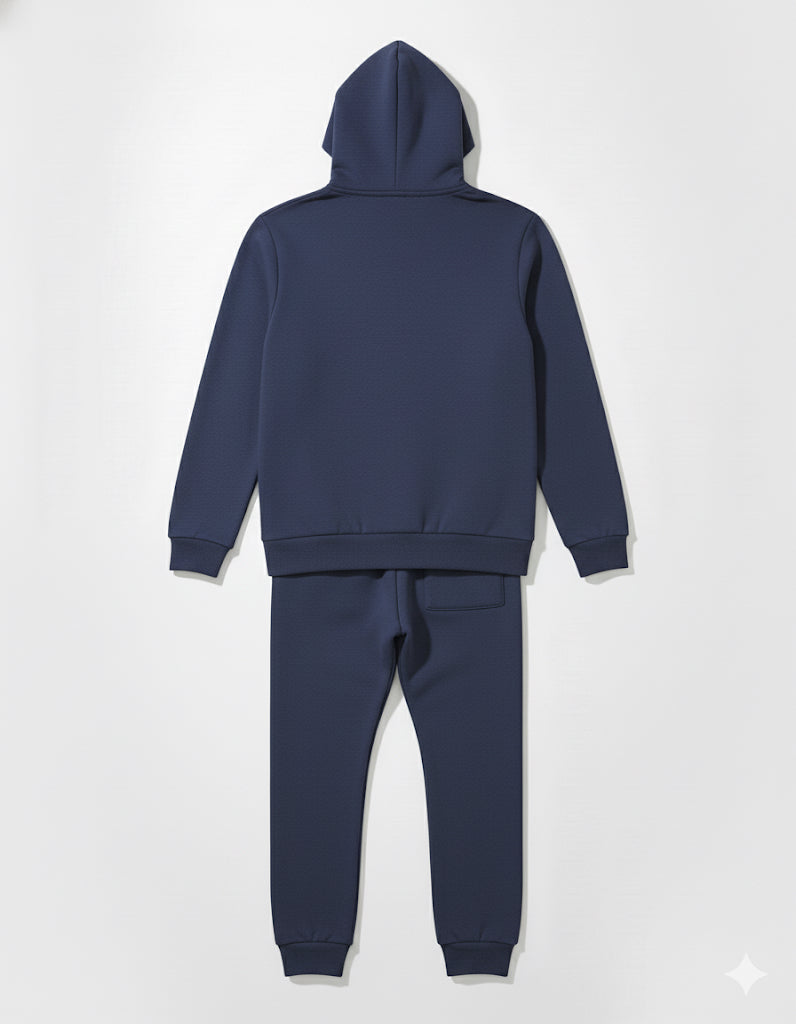 Classic Navy Blue Tracksuit – Cotton Fleece Fabric