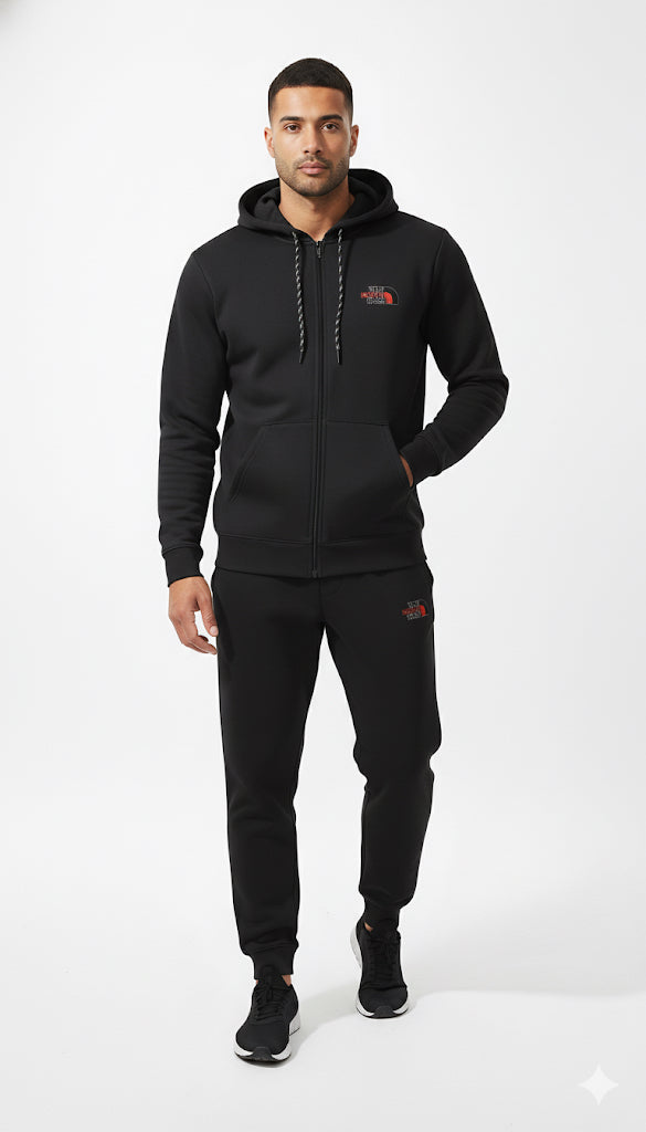 Classic Black Tracksuit – Cotton Fleece Fabric