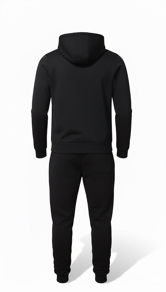 Classic Black Tracksuit – Cotton Fleece Fabric